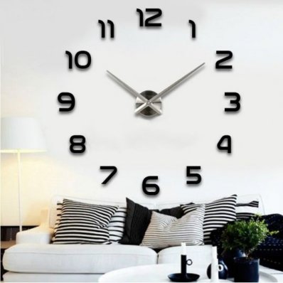 Duży nowoczesny zegar ścienny DIY 3D-65-130cm srebrny cyfry