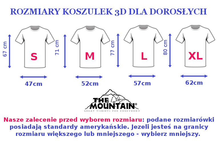 Koszulka trójwymiarowa The Mountain - rozmiary